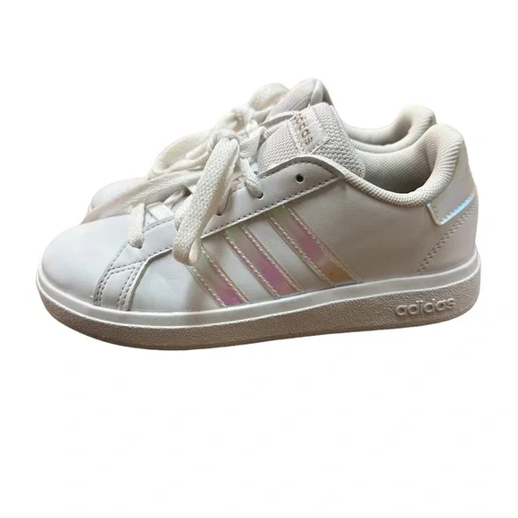 Adidas Girls White Tennis Shoes 1 - Picture 5 of 11
